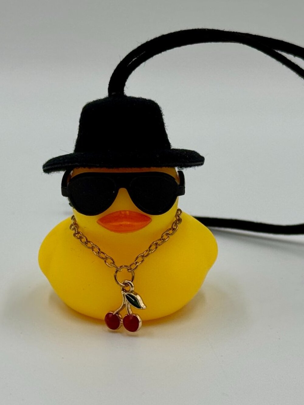 Rubber Duck With Hat, Sunglasses & Cherry Necklace - Car Accessory - Toy